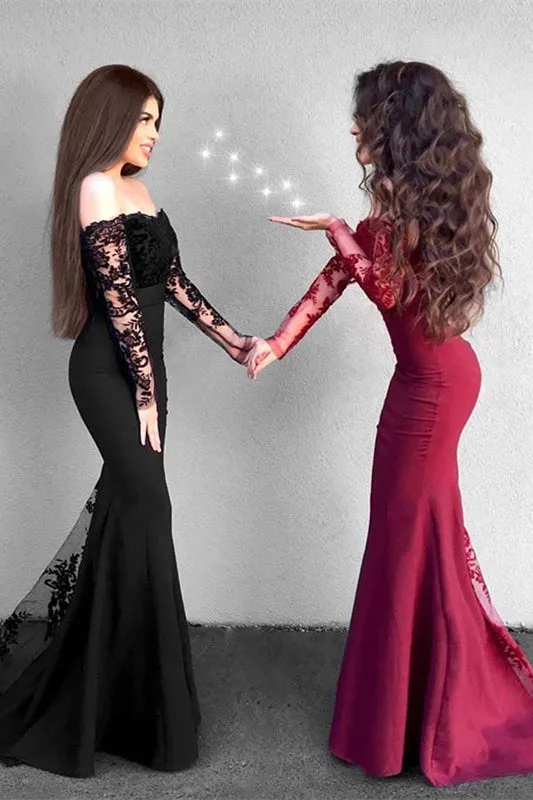 Long Sleeves Lace Mermaid Evening Dress