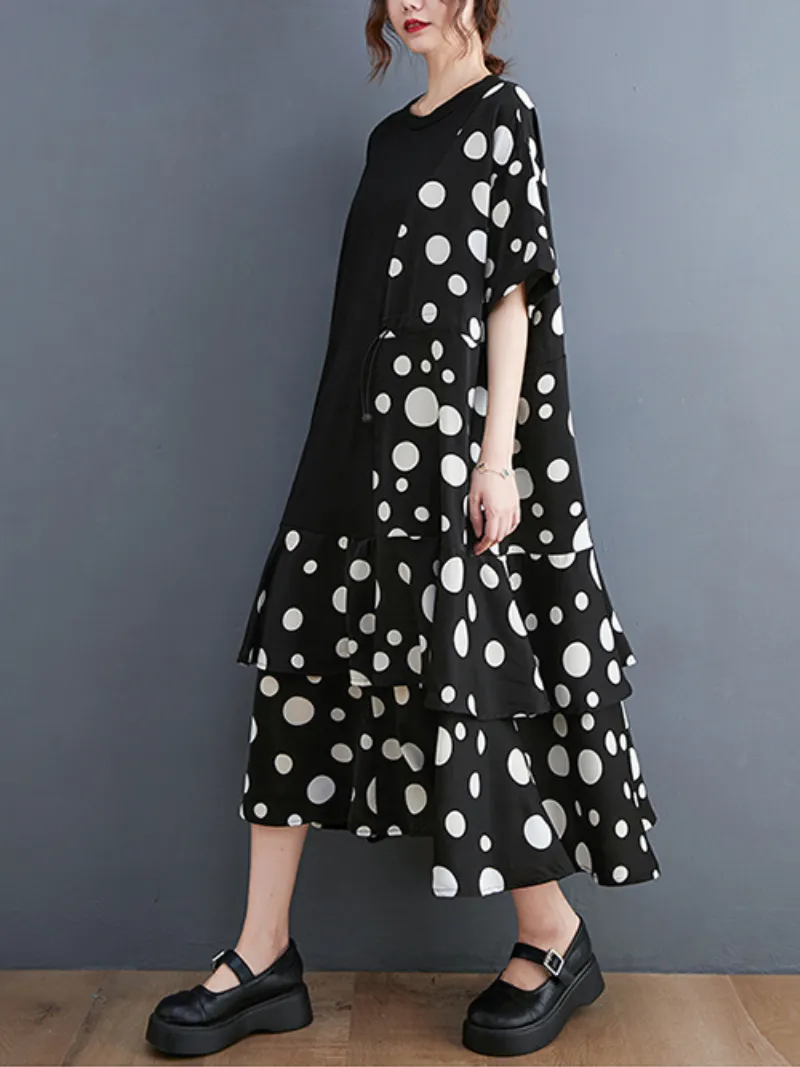 Look At The Stars Round Neck A-line Dress