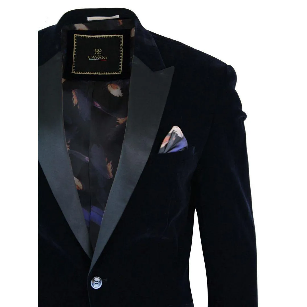 Mens Soft Velvet Black Navy 1 Button Dinner Jacket Tuxedo Blazer Smart Casual Fit
