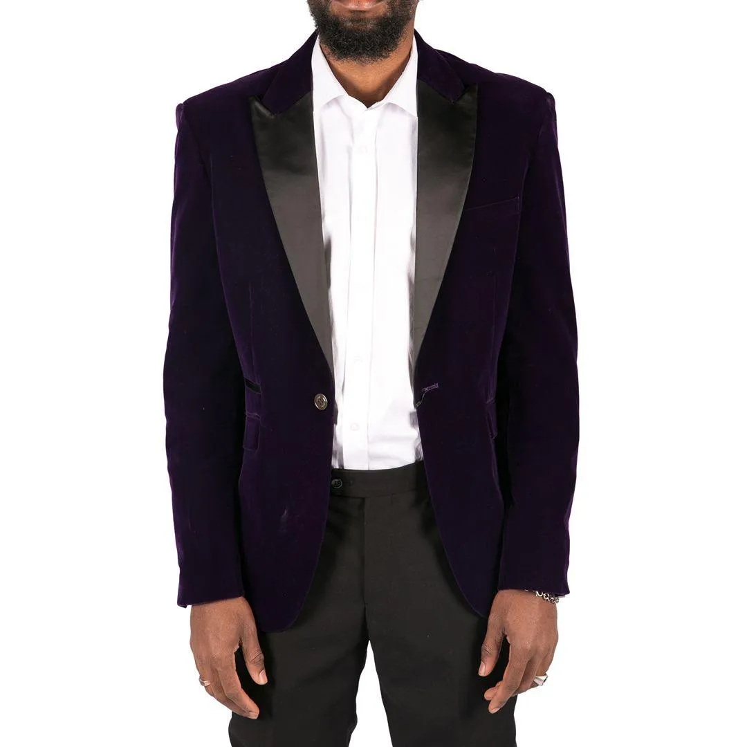 Mens Soft Velvet Black Navy 1 Button Dinner Jacket Tuxedo Blazer Smart Casual Fit
