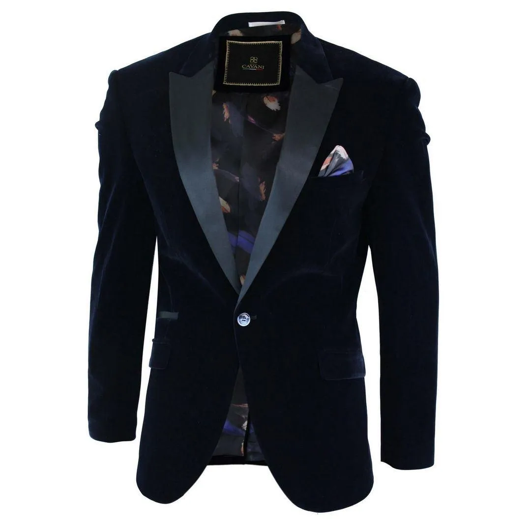 Mens Soft Velvet Black Navy 1 Button Dinner Jacket Tuxedo Blazer Smart Casual Fit
