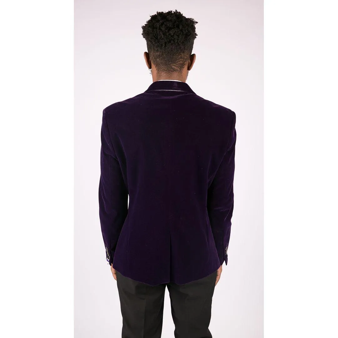 Mens Soft Velvet Black Navy 1 Button Dinner Jacket Tuxedo Blazer Smart Casual Fit