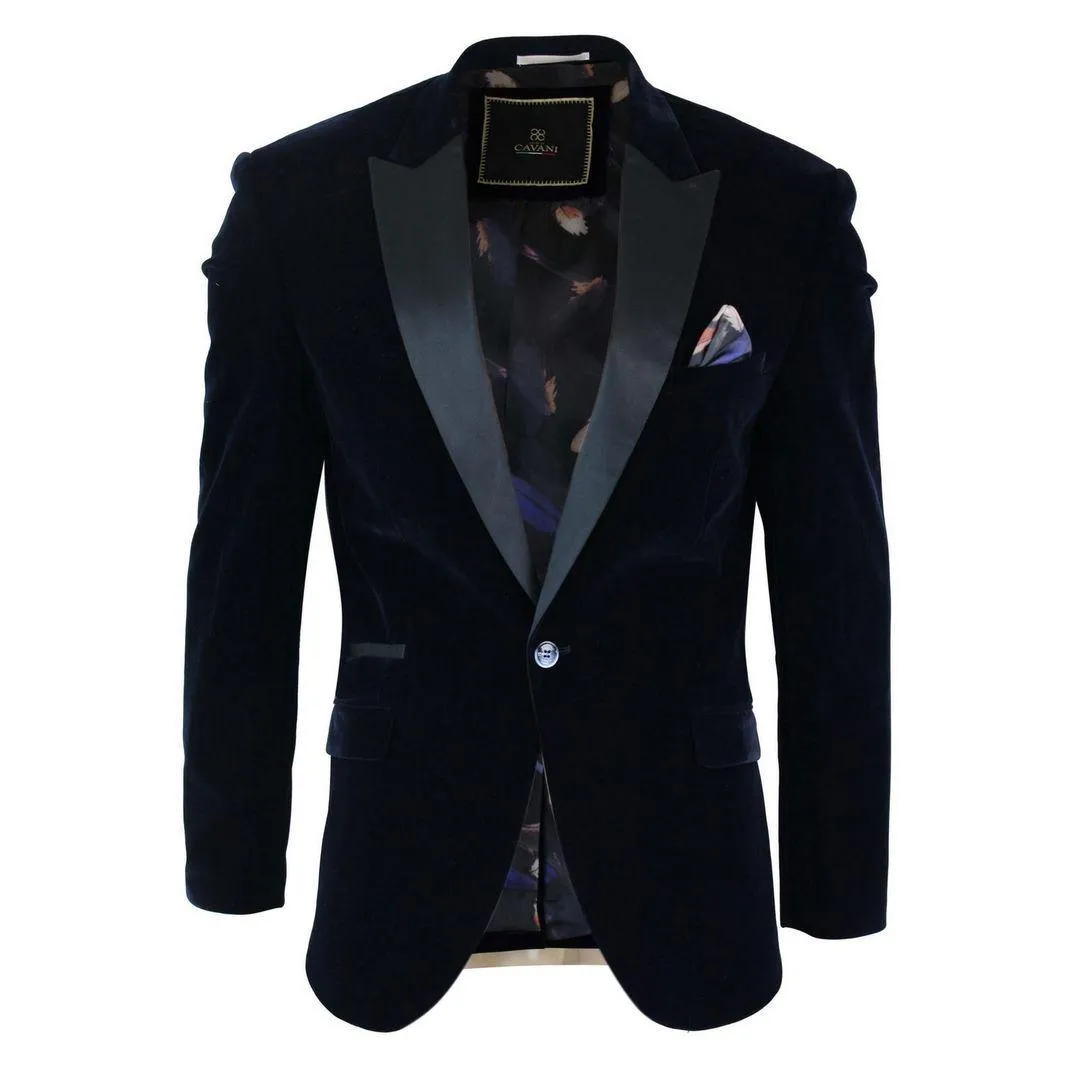 Mens Soft Velvet Black Navy 1 Button Dinner Jacket Tuxedo Blazer Smart Casual Fit