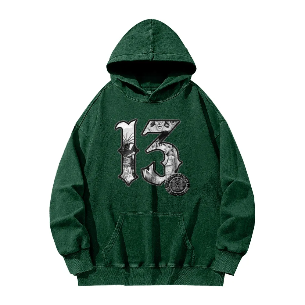 Mens Vintage Number 13 Print Hoodies
