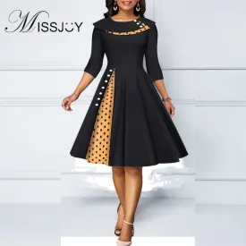 MISSJOY Elegant A-line Knee-Length Swing Dress