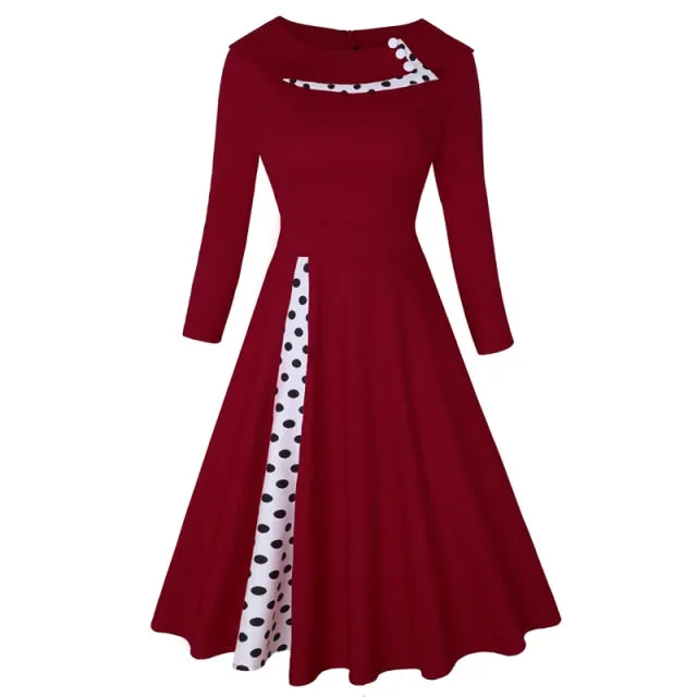 MISSJOY Elegant A-line Knee-Length Swing Dress