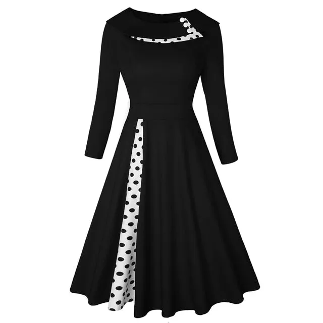MISSJOY Elegant A-line Knee-Length Swing Dress