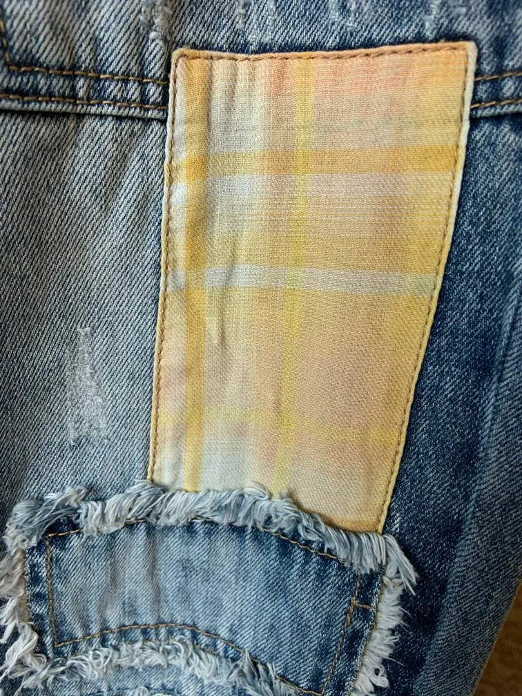Mustard Patchwork Denim Jeans - SML