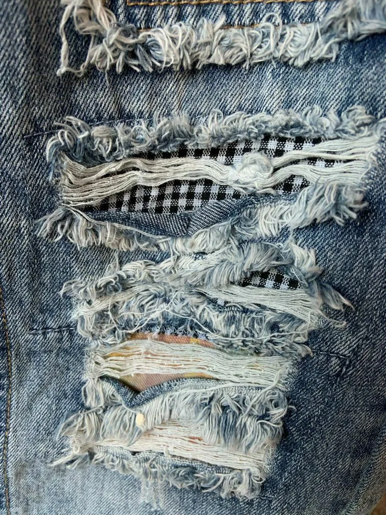 Mustard Patchwork Denim Jeans - SML