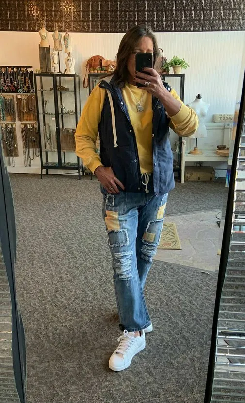 Mustard Patchwork Denim Jeans - SML