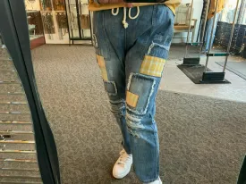 Mustard Patchwork Denim Jeans - SML