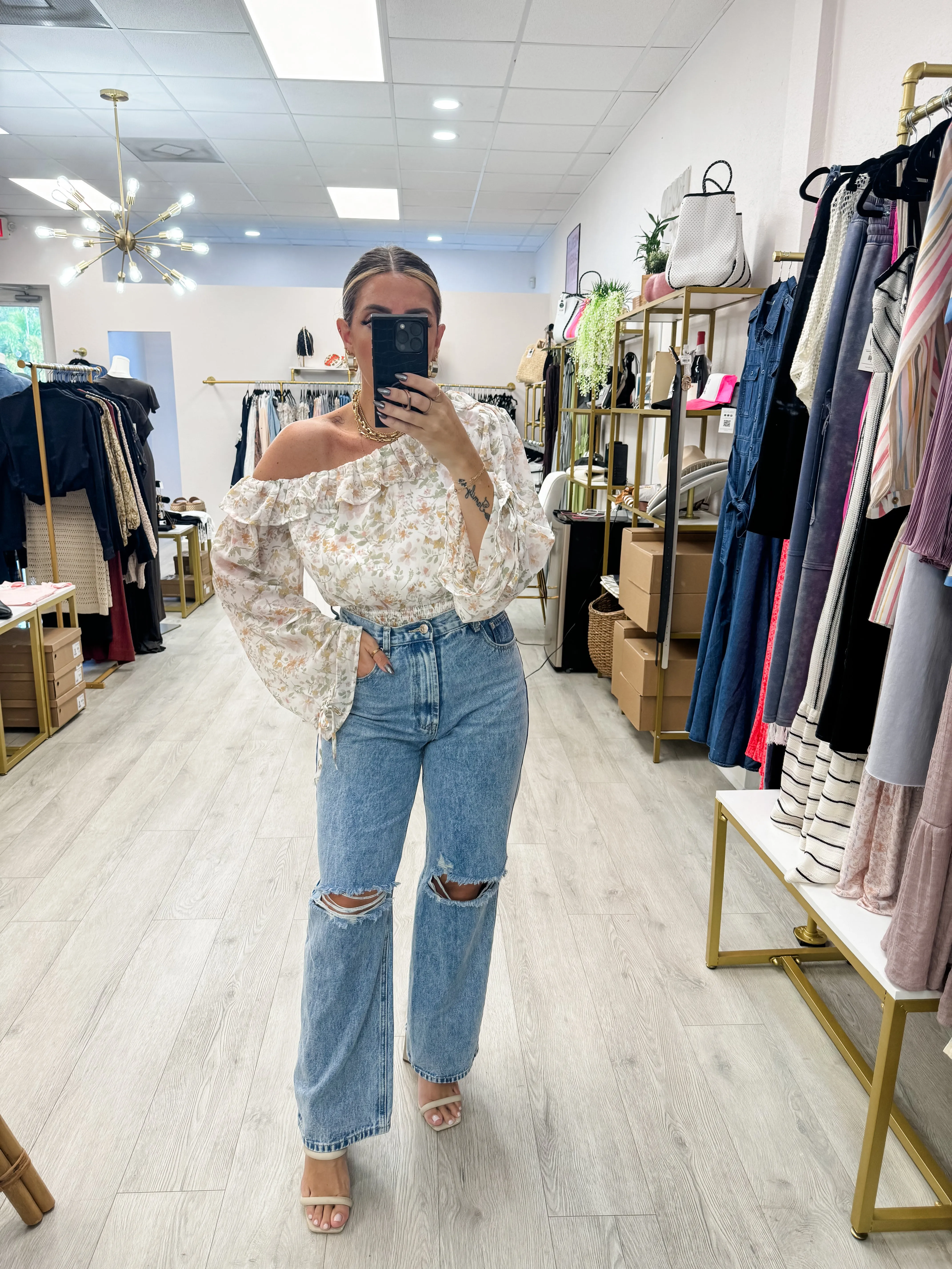 Off Shoulder Frill Blouse