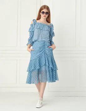 Off shoulder ruffled pleats blouse