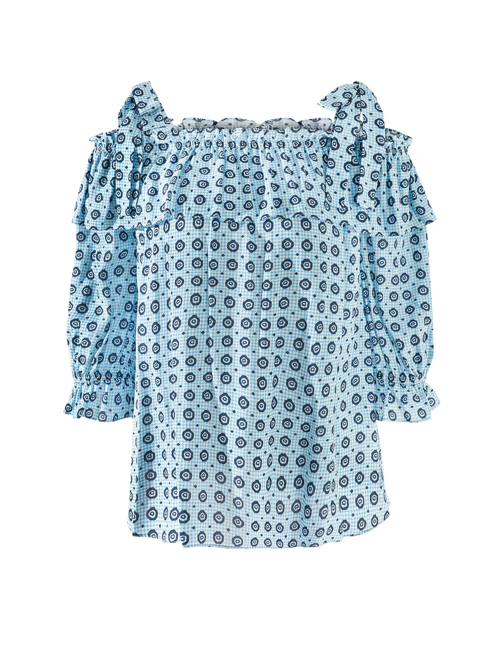 Off shoulder ruffled pleats blouse