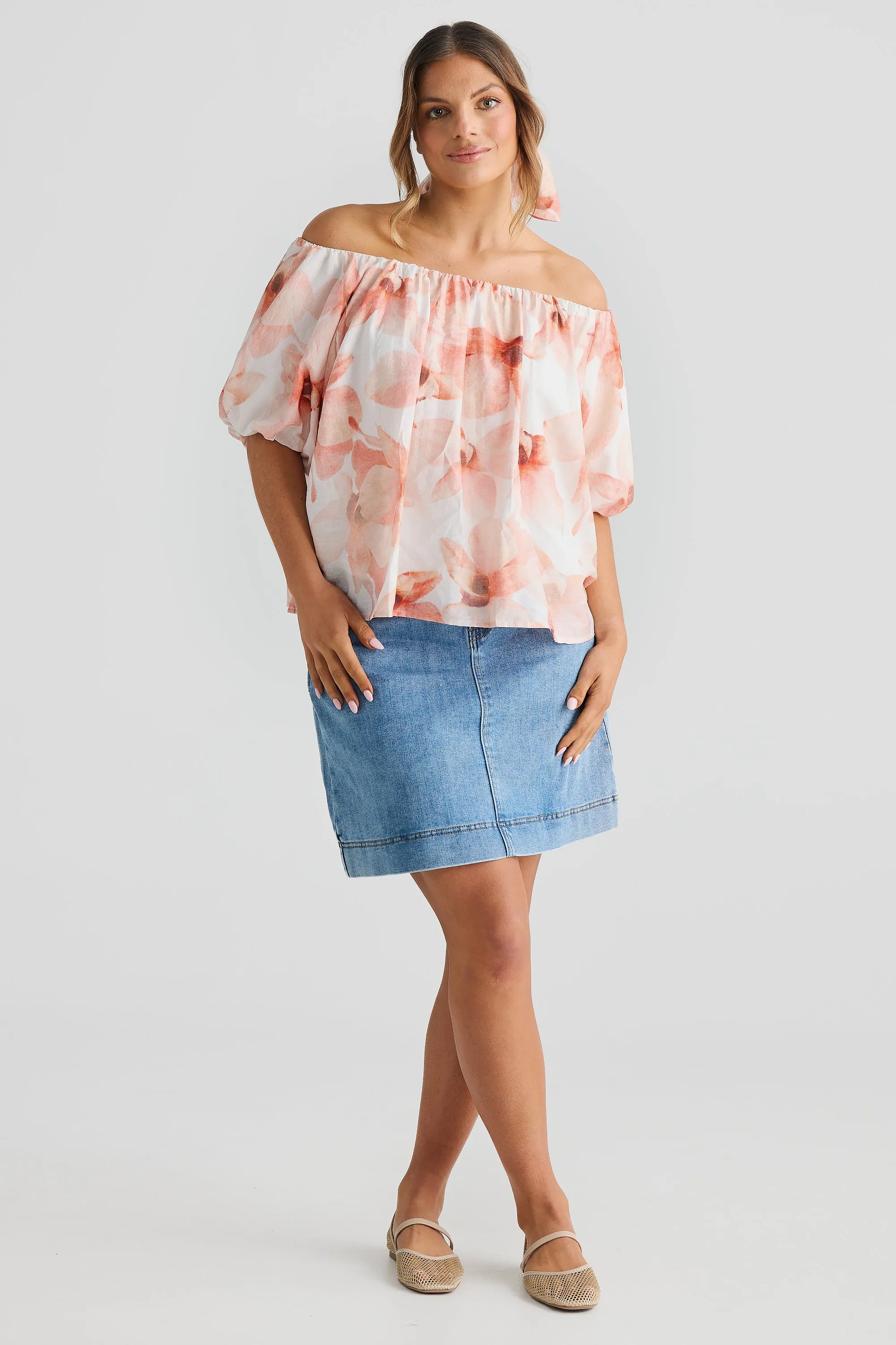 Off the Shoulder Blouse - Pink Orchid