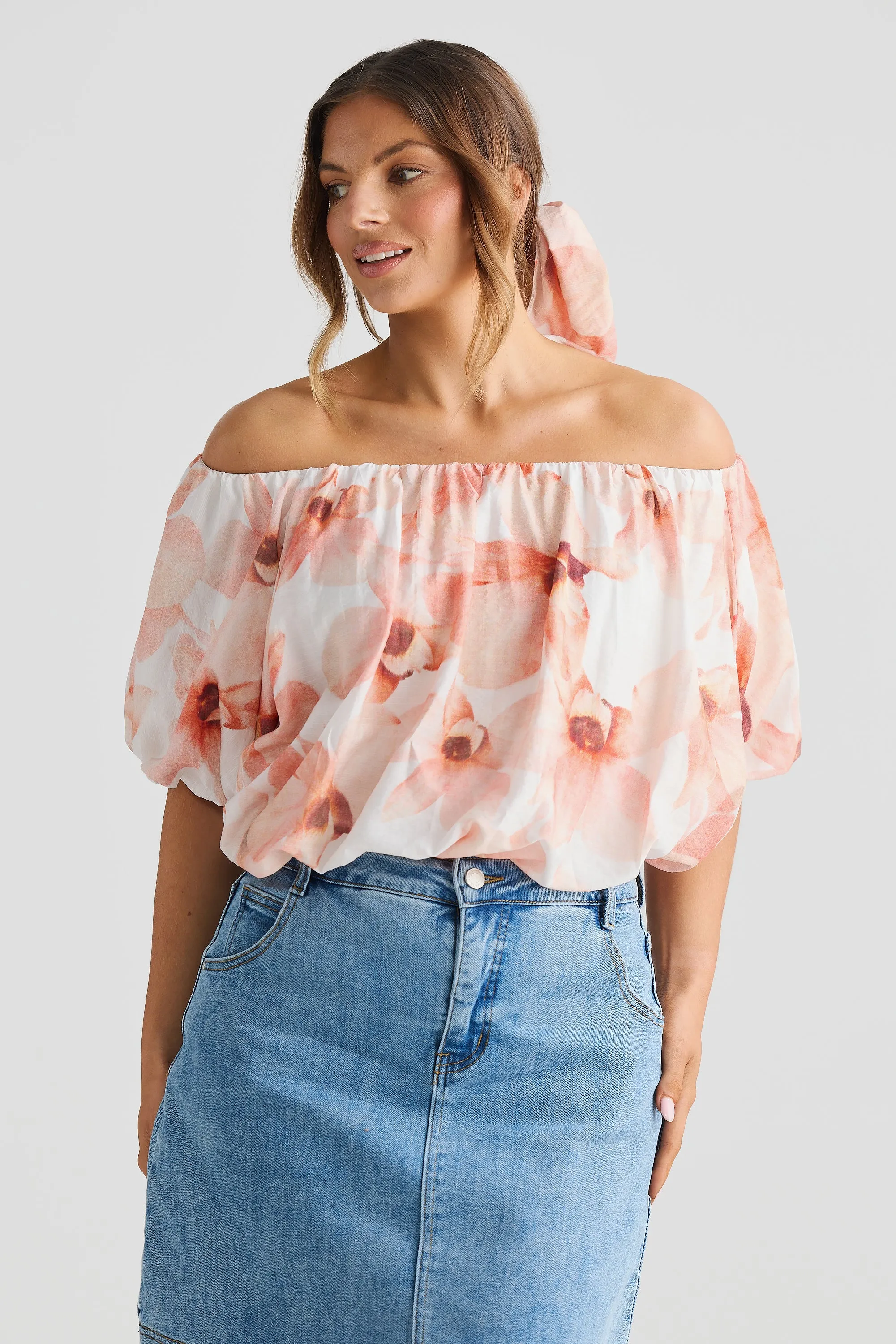 Off the Shoulder Blouse - Pink Orchid