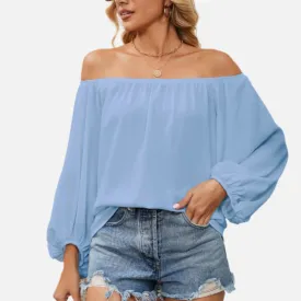 Off the Shoulder Chiffon Blouse Long Sleeve