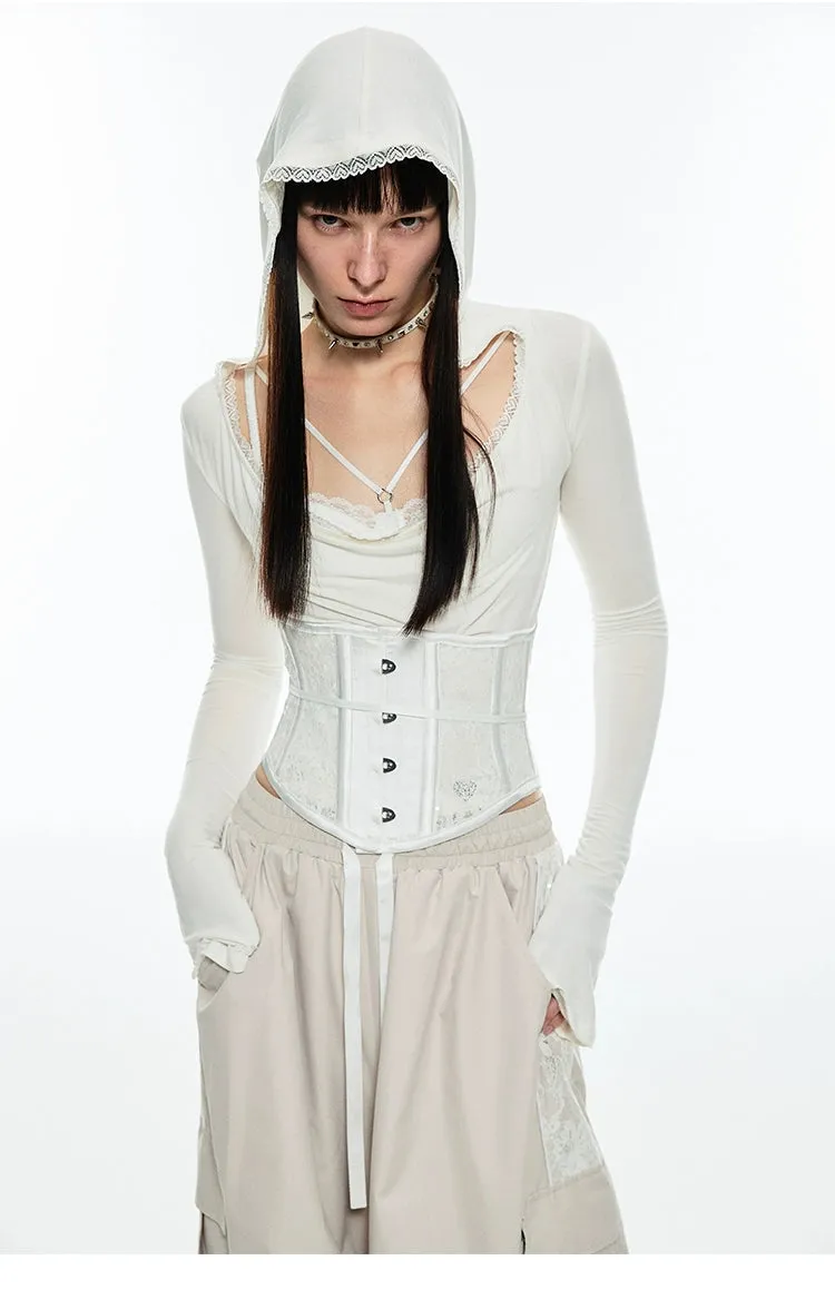 Off-the-Shoulder Hooded  Blouse