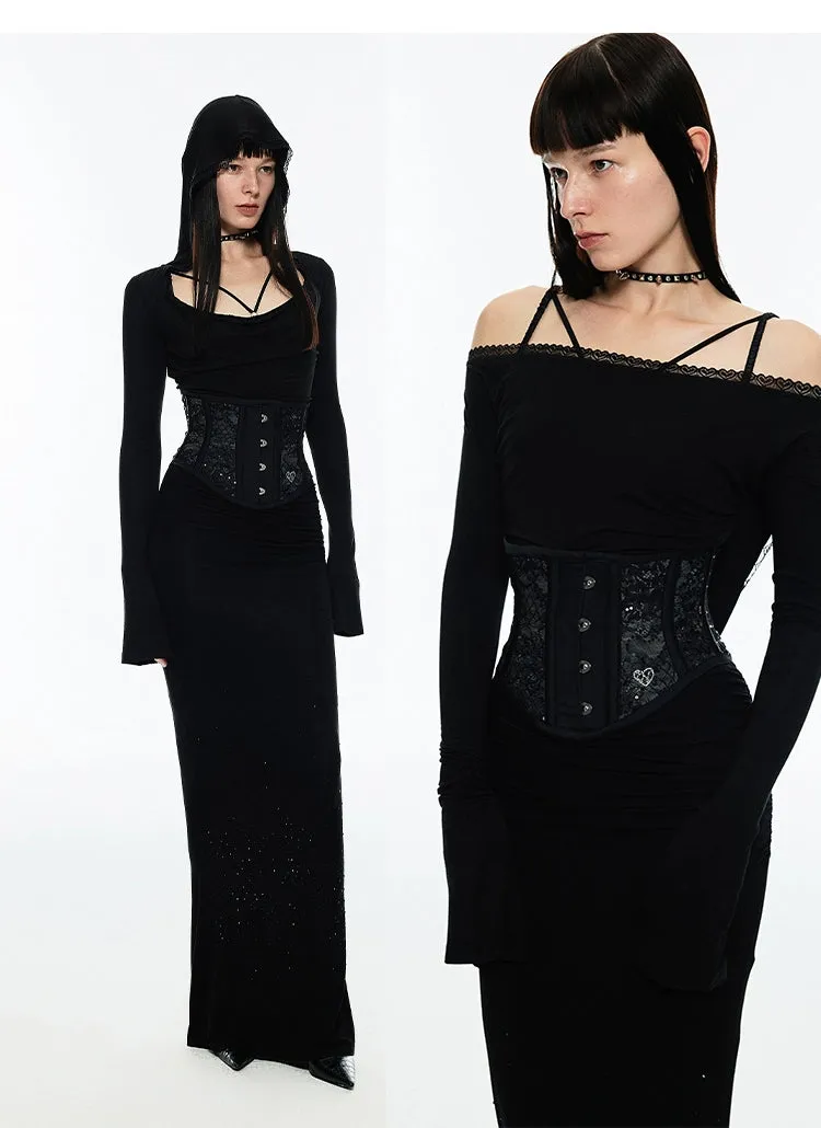 Off-the-Shoulder Hooded  Blouse