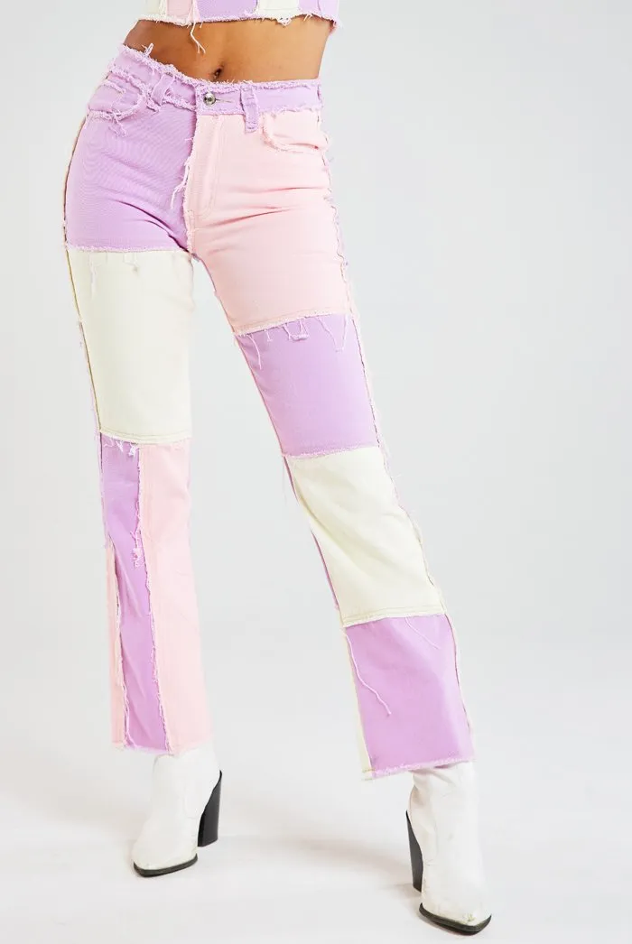 Pastel Patchwork Denim Boyfriend Jeans