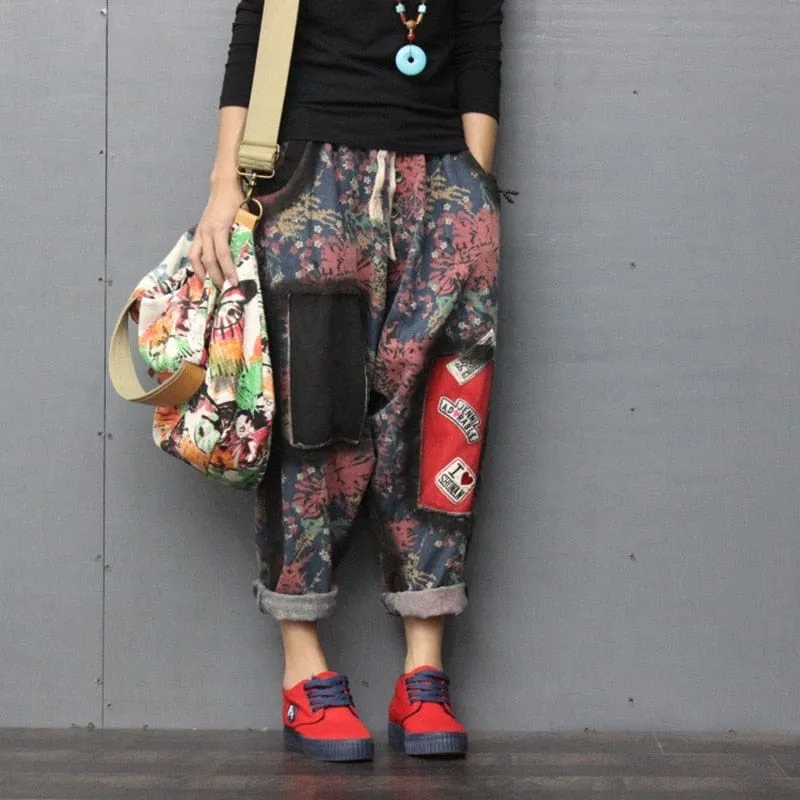 Patchwork Hipster Harem Jeans