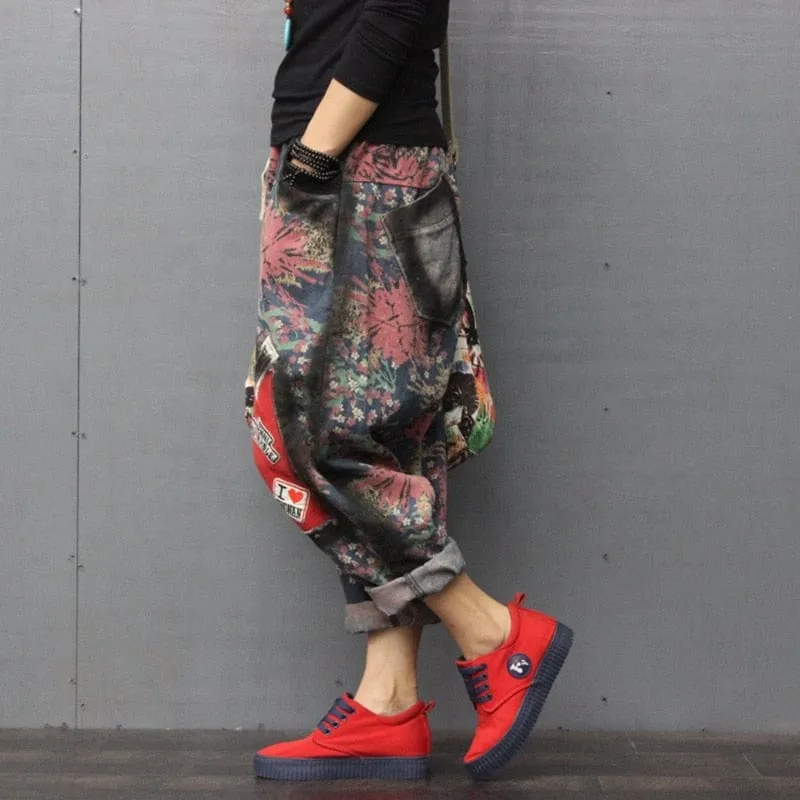 Patchwork Hipster Harem Jeans