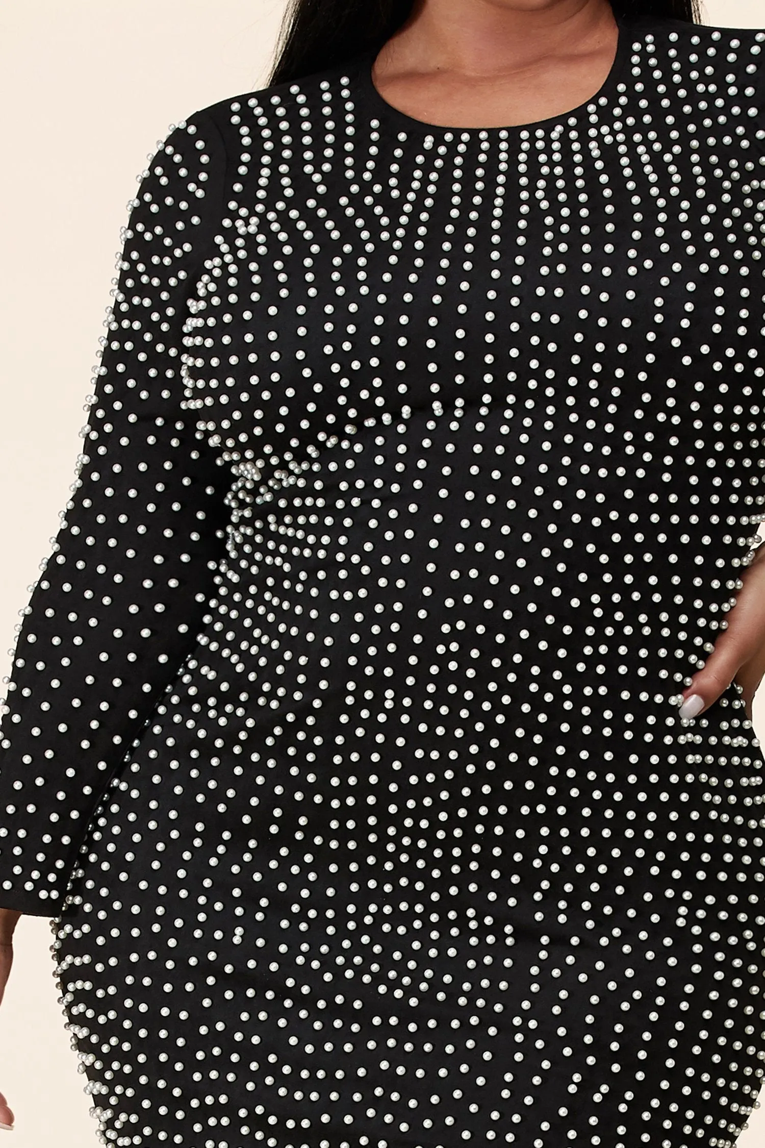 Pearls Embellised Plus Size Dress