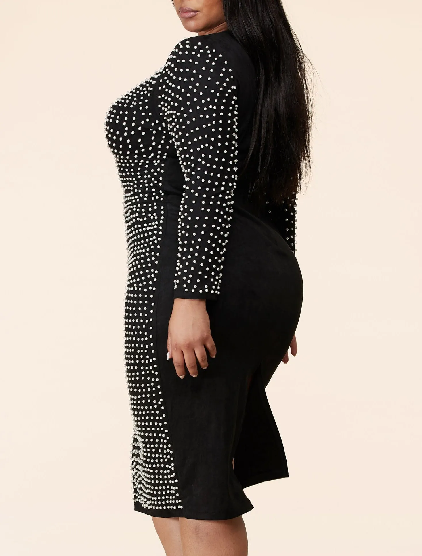 Pearls Embellised Plus Size Dress