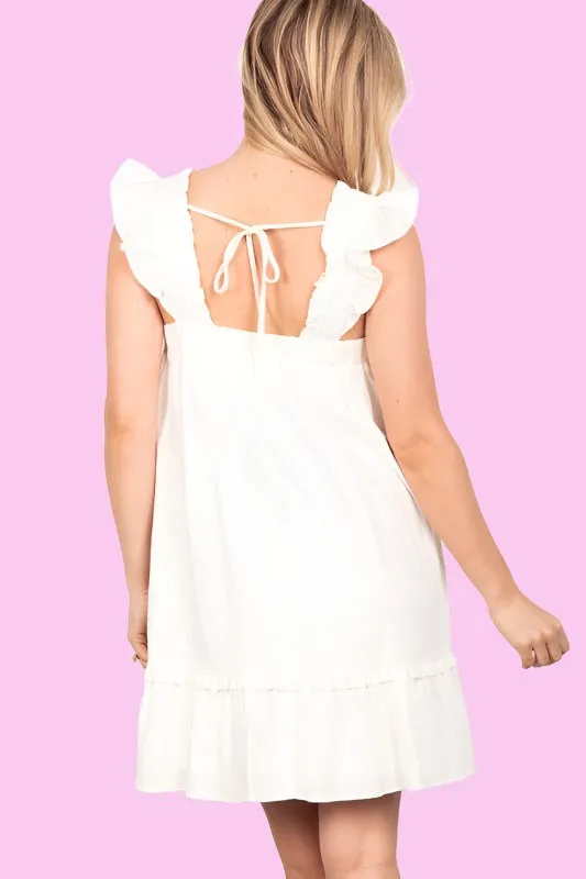 Rebecca Linen Breezy Soft White Mini Dress