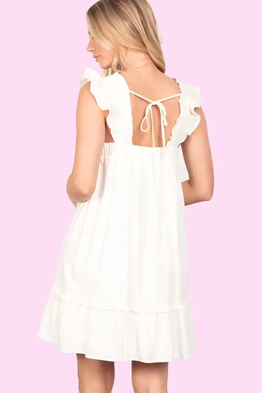 Rebecca Linen Breezy Soft White Mini Dress
