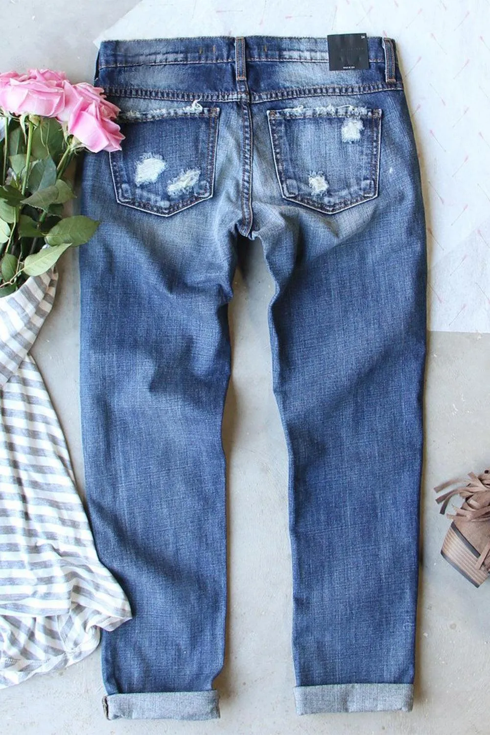 Sequin St. Patrick's Clover Distressed Jeans