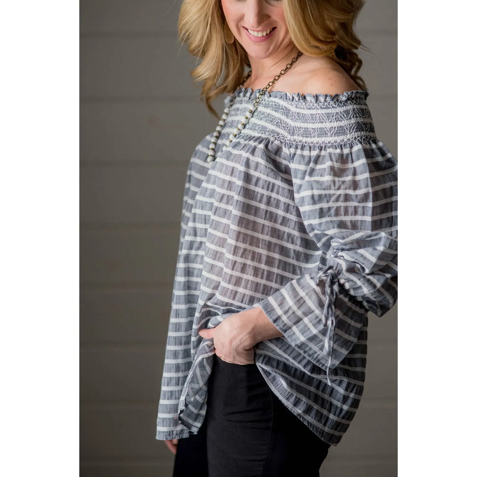 Striped off the Shoulder Blouse