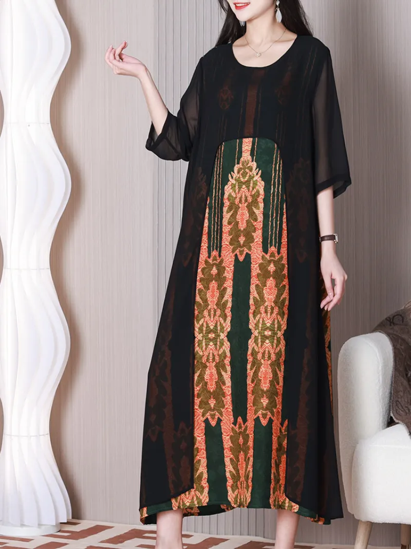 Sun Shine Round Neck A-line Dress