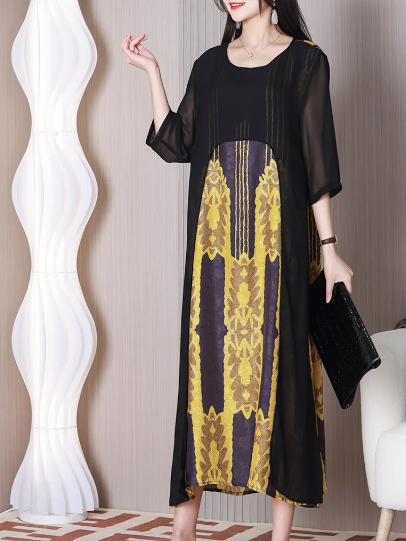 Sun Shine Round Neck A-line Dress