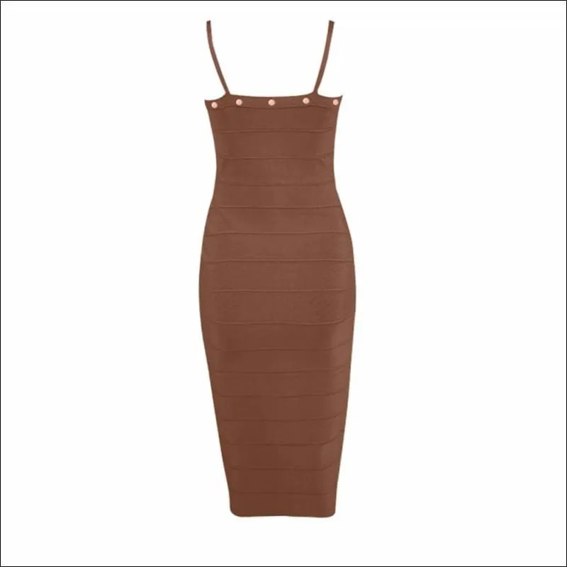 Winnal Women's Off Shoulder High Waist Sleeveless Studded Front-Zip Bandage Sling Dress