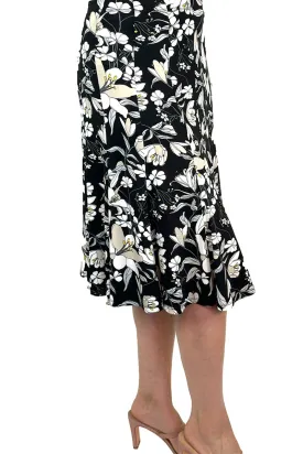 WOMEN'S SKIRTS ON SALE BLACK FLORAL PRINT MADE IN CANADA SIZE S - X LARGE
