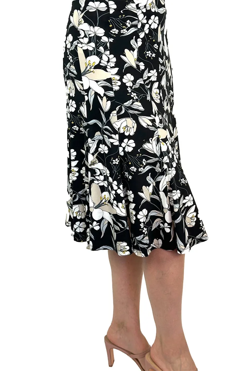 WOMEN'S SKIRTS ON SALE BLACK FLORAL PRINT MADE IN CANADA SIZE S - X LARGE