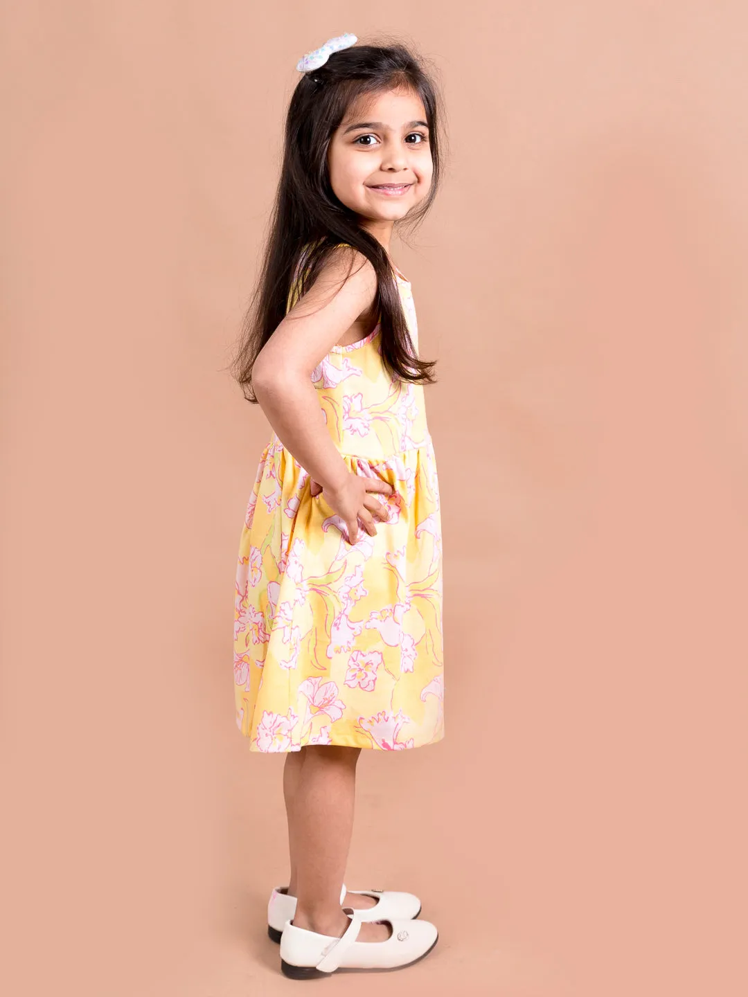 Yellow Pink Floral Dress