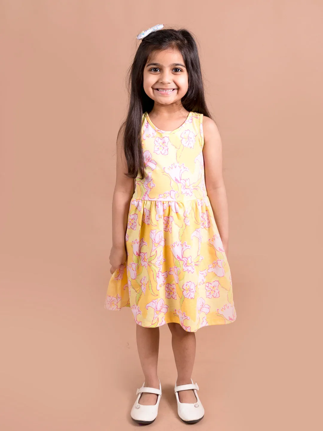 Yellow Pink Floral Dress